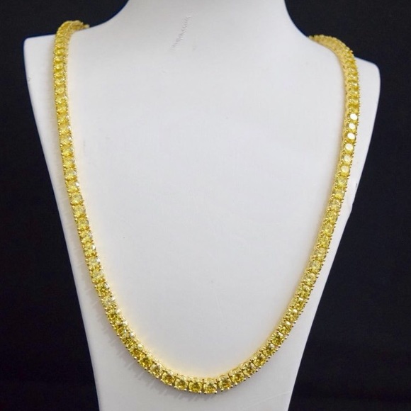 Iced Out Lab Diamond 14k Gold Tennis Chain 18”-24”